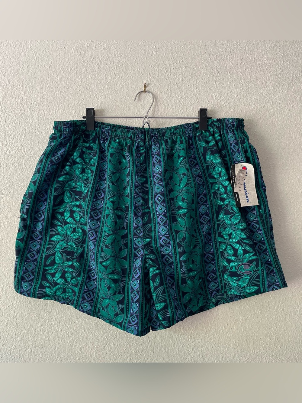 NWT Vintage Champion Swim Trunks Mens Big 2XL Tropical Floral Shorts 90s Beach